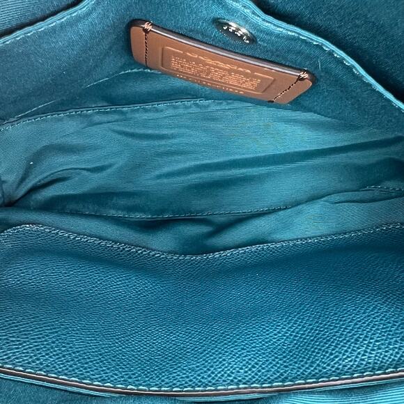 Coach Christie Carryall Teal Wildflower Leather satchel crossbody shoulder bag - Picture 9 of 11